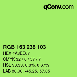 Color code: RGB 163 238 103 | qconv.com