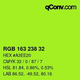 Color code: RGB 163 238 32 | qconv.com