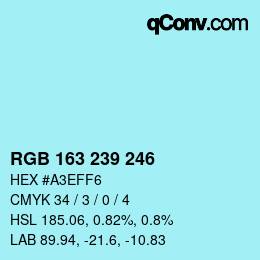 Código de color: RGB 163 239 246 | qconv.com
