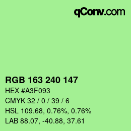 Color code: RGB 163 240 147 | qconv.com