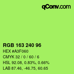Color code: RGB 163 240 96 | qconv.com