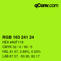 Color code: RGB 163 241 24 | qconv.com