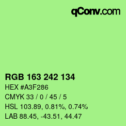 Color code: RGB 163 242 134 | qconv.com