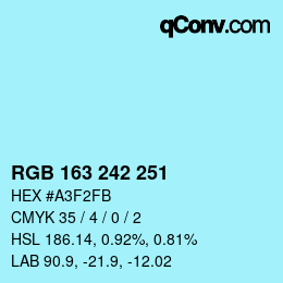 Color code: RGB 163 242 251 | qconv.com