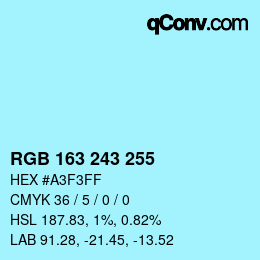 Color code: RGB 163 243 255 | qconv.com