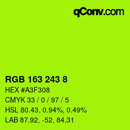 カラーコード: RGB 163 243 8 | qconv.com