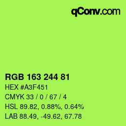 Color code: RGB 163 244 81 | qconv.com