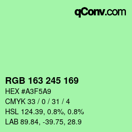 颜色代码: RGB 163 245 169 | qconv.com