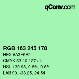 Código de color: RGB 163 245 178 | qconv.com