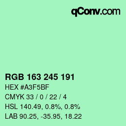 Código de color: RGB 163 245 191 | qconv.com