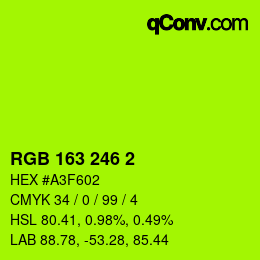 Color code: RGB 163 246 2 | qconv.com