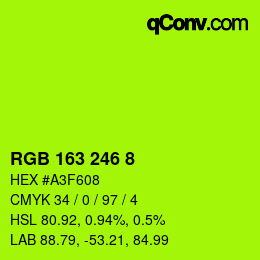 Color code: RGB 163 246 8 | qconv.com