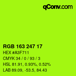 カラーコード: RGB 163 247 17 | qconv.com