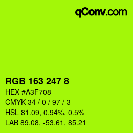 カラーコード: RGB 163 247 8 | qconv.com