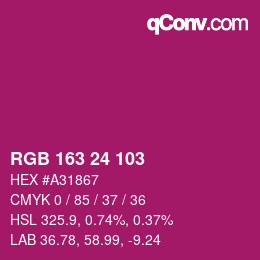 カラーコード: RGB 163 24 103 | qconv.com