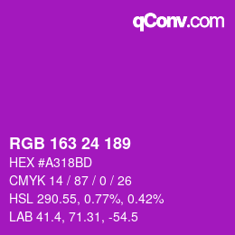 カラーコード: RGB 163 24 189 | qconv.com
