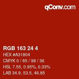 カラーコード: RGB 163 24 4 | qconv.com
