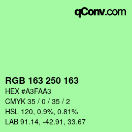Color code: RGB 163 250 163 | qconv.com