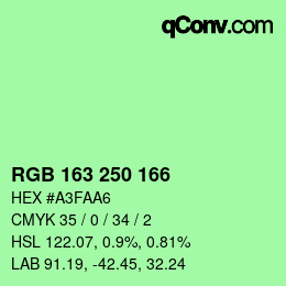 Color code: RGB 163 250 166 | qconv.com