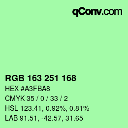 Color code: RGB 163 251 168 | qconv.com
