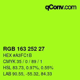 Color code: RGB 163 252 27 | qconv.com