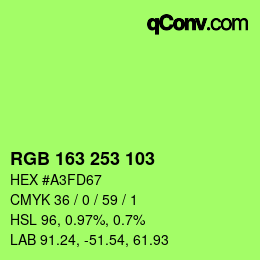カラーコード: RGB 163 253 103 | qconv.com