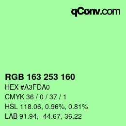 Color code: RGB 163 253 160 | qconv.com