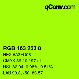 颜色代码: RGB 163 253 8 | qconv.com