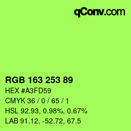 Color code: RGB 163 253 89 | qconv.com