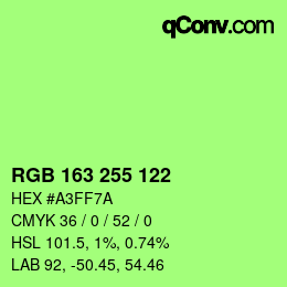 Farbcode: RGB 163 255 122 | qconv.com