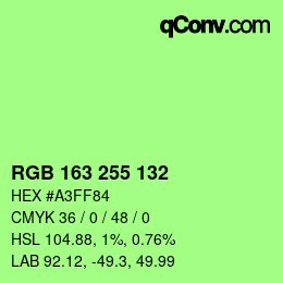 颜色代码: RGB 163 255 132 | qconv.com