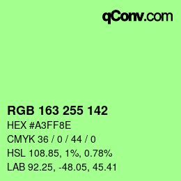 Color code: RGB 163 255 142 | qconv.com