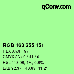 Color code: RGB 163 255 151 | qconv.com