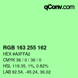 Color code: RGB 163 255 162 | qconv.com