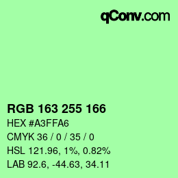 Color code: RGB 163 255 166 | qconv.com