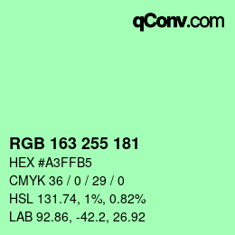 Color code: RGB 163 255 181 | qconv.com