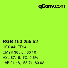 Color code: RGB 163 255 52 | qconv.com
