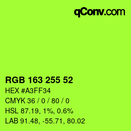 Color code: RGB 163 255 52 | qconv.com