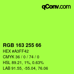 Color code: RGB 163 255 66 | qconv.com