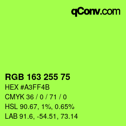 Color code: RGB 163 255 75 | qconv.com