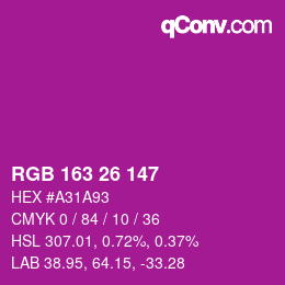 カラーコード: RGB 163 26 147 | qconv.com
