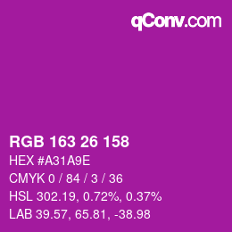 Color code: RGB 163 26 158 | qconv.com
