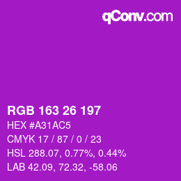 Color code: RGB 163 26 197 | qconv.com
