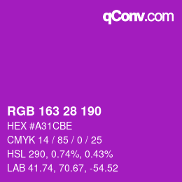 Color code: RGB 163 28 190 | qconv.com