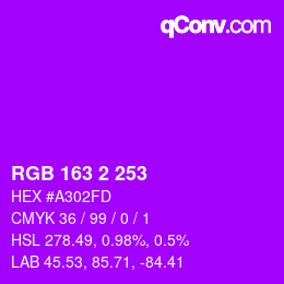 Color code: RGB 163 2 253 | qconv.com