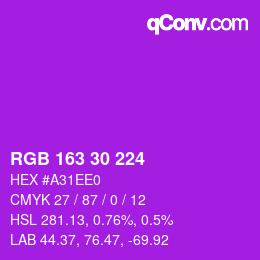 Color code: RGB 163 30 224 | qconv.com