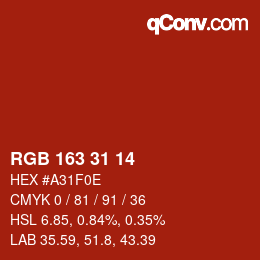 Color code: RGB 163 31 14 | qconv.com