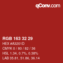 カラーコード: RGB 163 32 29 | qconv.com