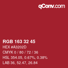 Color code: RGB 163 32 45 | qconv.com