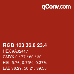 カラーコード: RGB 163 36.8 23.4 | qconv.com